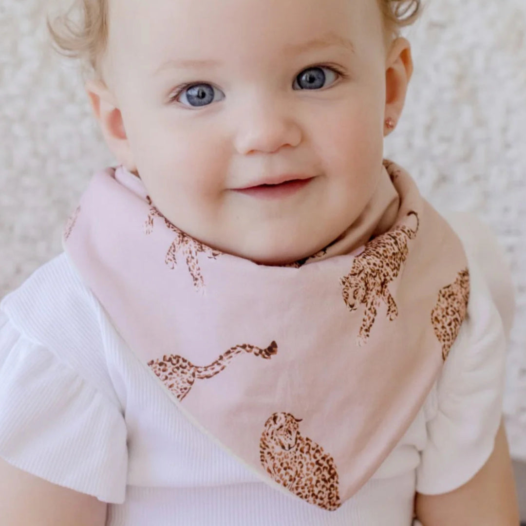 BAMBELLA DESIGNS BANDANA BIBS 2 PACK | QUEEN OF THE JUNGLE AND CHESTNUT