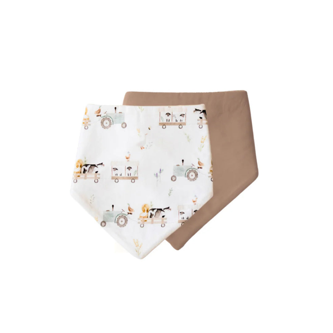 BAMBELLA DESIGNS BANDANA BIBS 2 PACK | OAKWOOD FARM &amp; LATTE