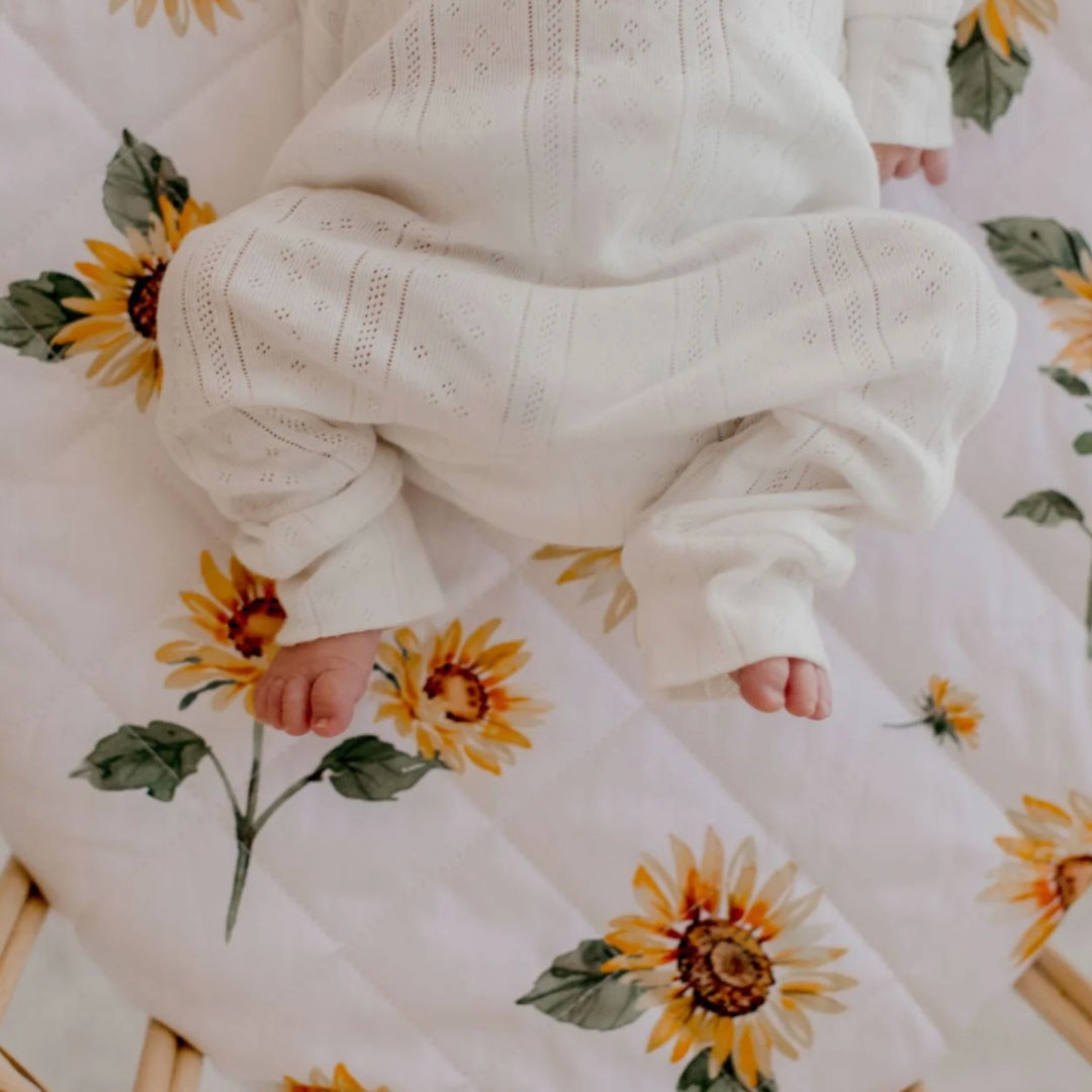 BAMBELLA DESIGNS WATERPROOF FITTED BASSINET SHEET/ CHANGE MAT COVER - SUNNY DAYS