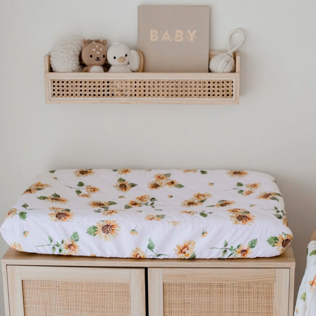 BAMBELLA DESIGNS WATERPROOF FITTED BASSINET SHEET/ CHANGE MAT COVER - SUNNY DAYS