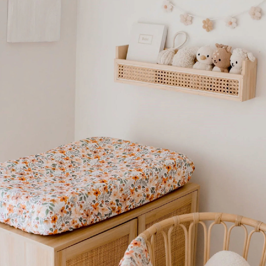 BAMBELLA DESIGNS WATERPROOF FITTED BASSINET SHEET/ CHANGE MAT COVER - BLOOM