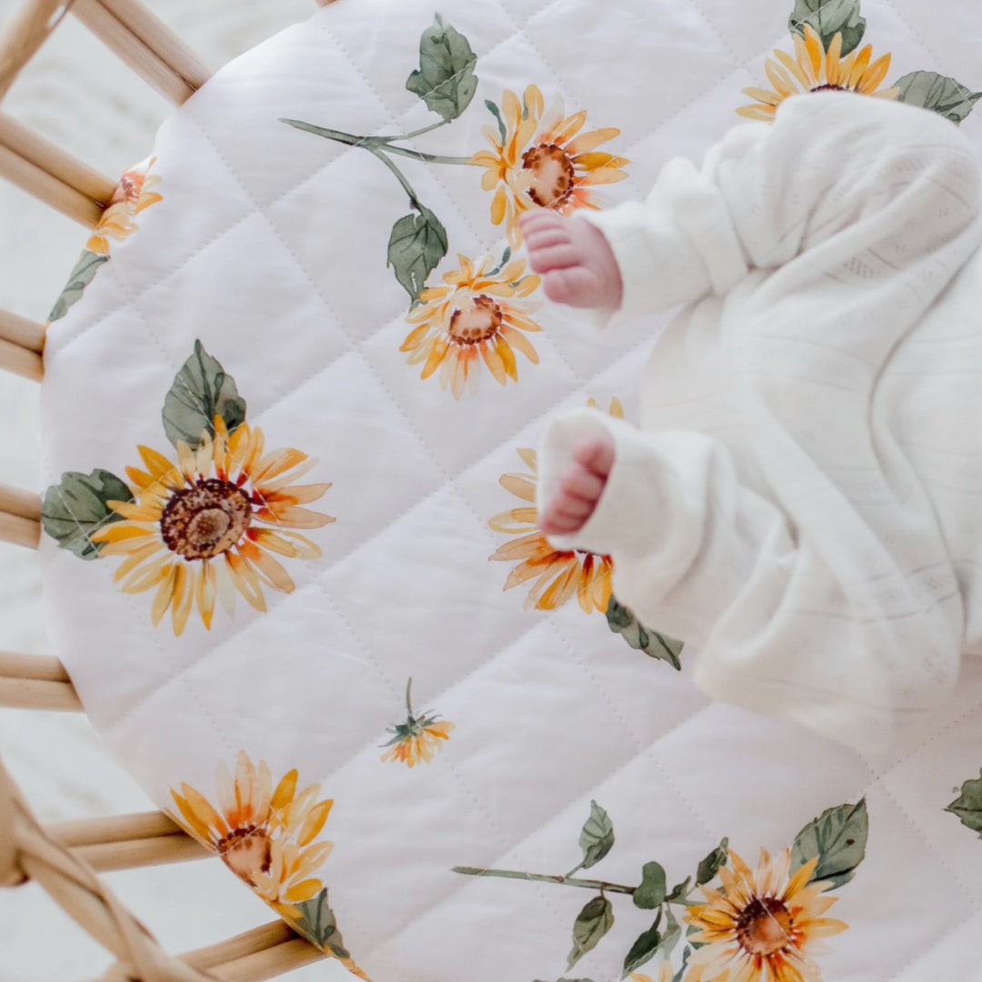 BAMBELLA DESIGNS WATERPROOF FITTED BASSINET SHEET/ CHANGE MAT COVER - SUNNY DAYS