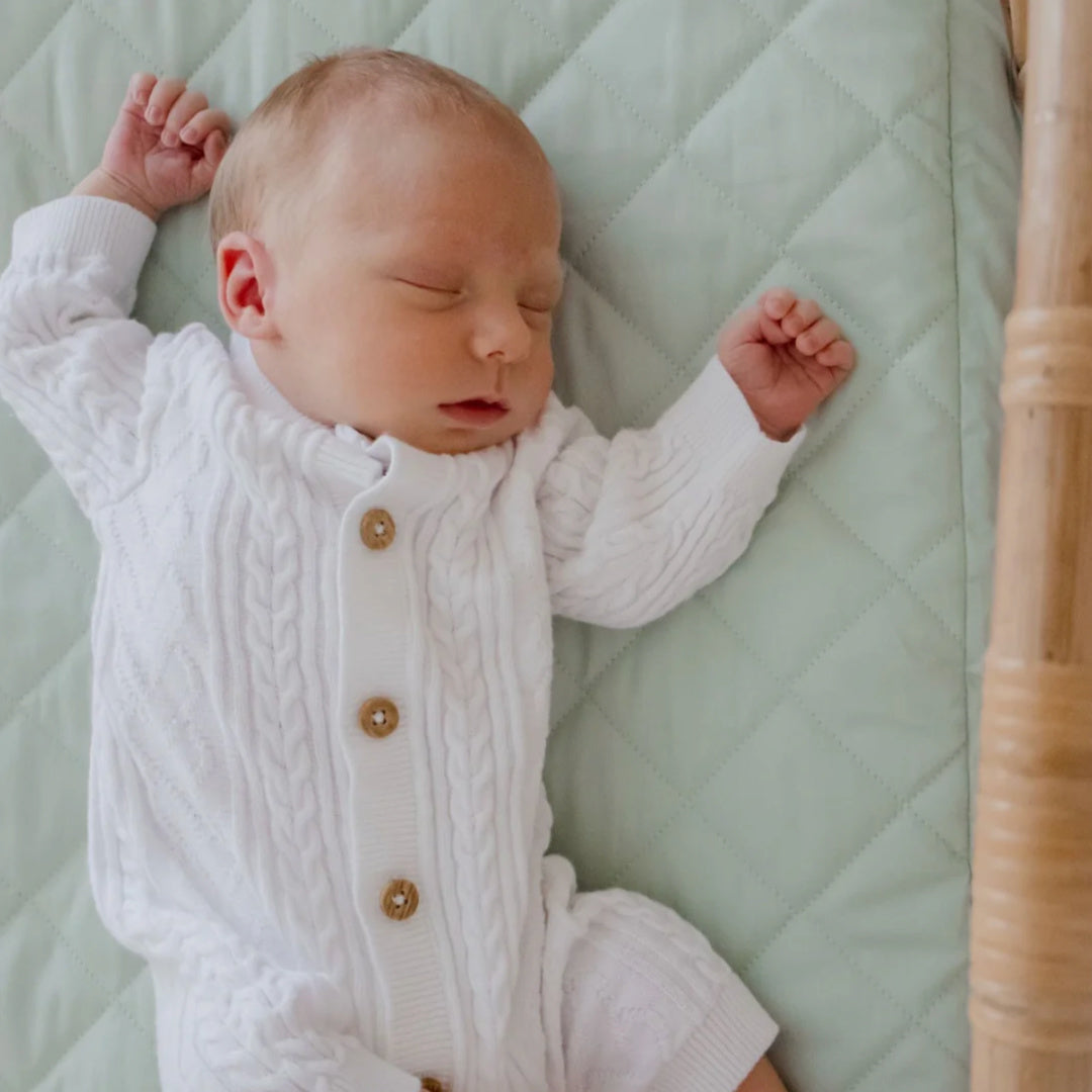 BAMBELLA DESIGNS WATERPROOF FITTED BASSINET SHEET/ CHANGE MAT COVER - FERN