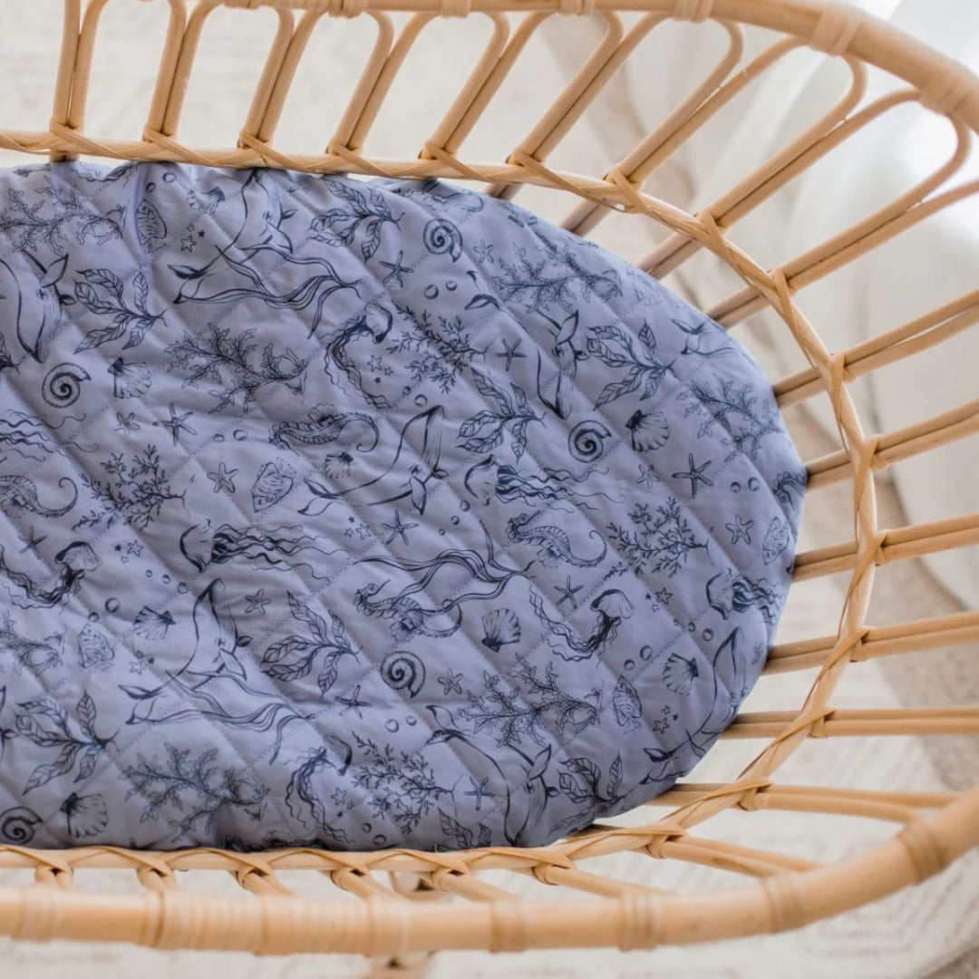 BAMBELLA DESIGNS WATERPROOF FITTED BASSINET SHEET/ CHANGE MAT COVER - UNDER THE SEA