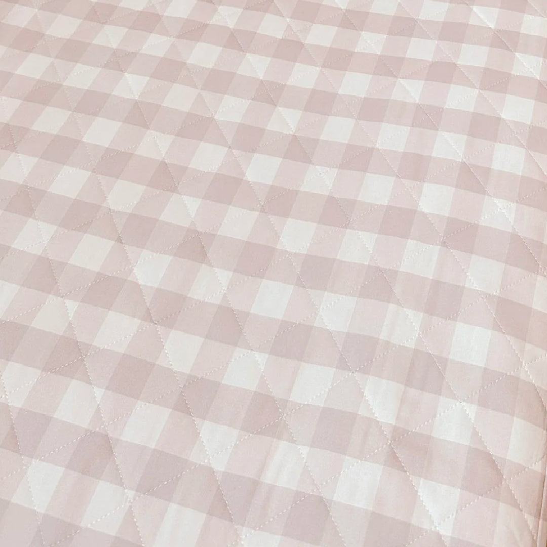 BAMBELLA DESIGNS WATERPROOF PORTACOT/TRAVEL COT FITTED SHEET - BLUSH GINGHAM