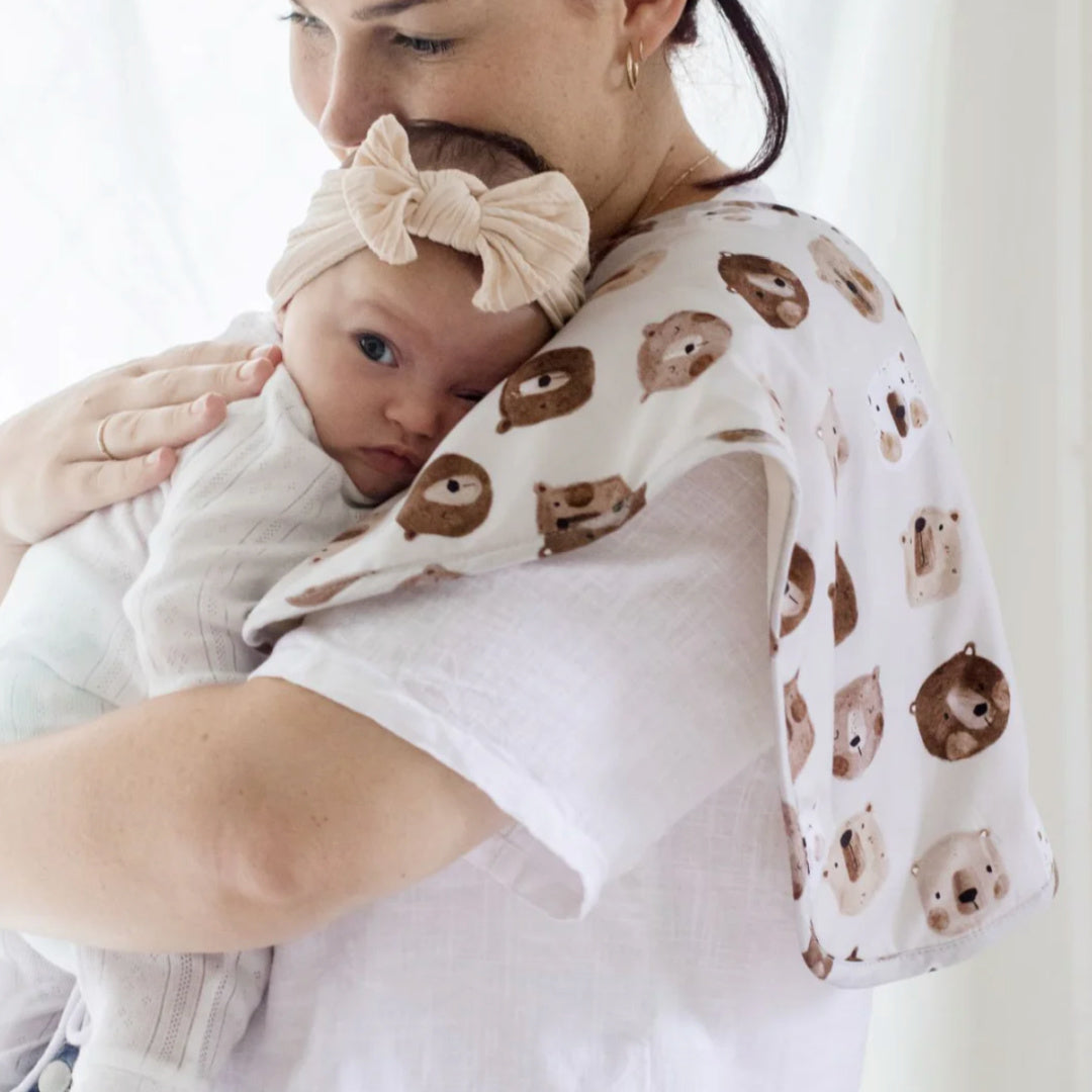 BAMBELLA DESIGNS BURP CLOTH 2 PACK | BEAR IN THERE &amp; OAT