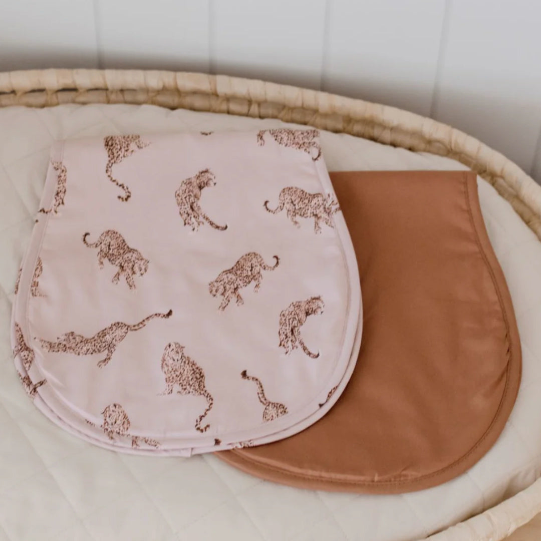BAMBELLA DESIGNS BURP CLOTH 2 PACK |  QUEEN OF THE JUNGLE AND CHESTNUT