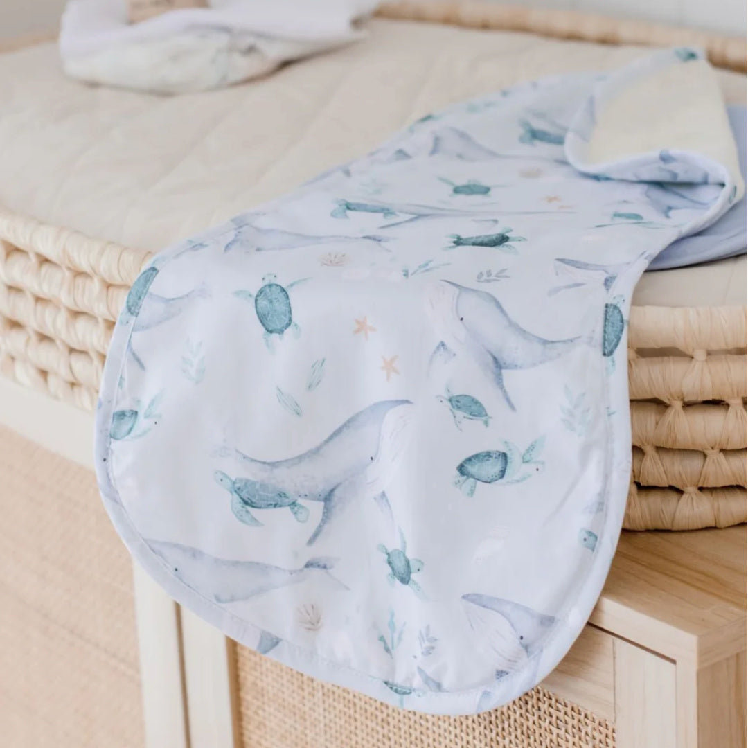BAMBELLA DESIGNS BURP CLOTH 2 PACK |  TURTLE BAY AND DUSTY BLUE