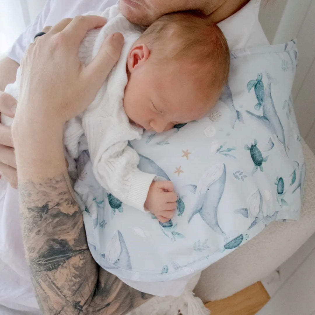 BAMBELLA DESIGNS BURP CLOTH 2 PACK |  TURTLE BAY AND DUSTY BLUE