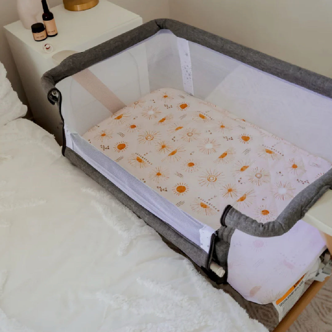 BAMBELLA DESIGNS CO-SLEEPER FITTED WATERPROOF SHEET | BOHEMIAN SUNSHINE