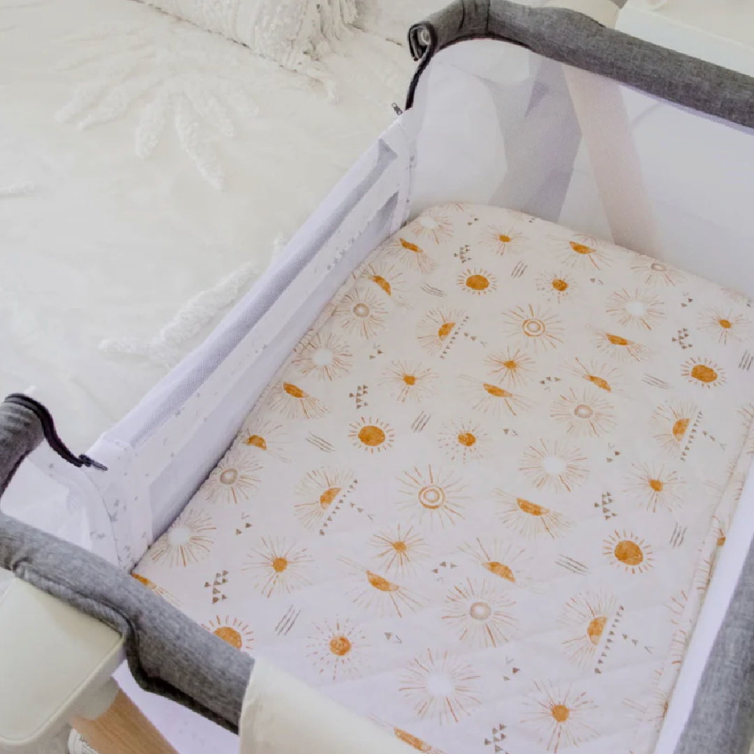 BAMBELLA DESIGNS CO-SLEEPER FITTED WATERPROOF SHEET | BOHEMIAN SUNSHINE