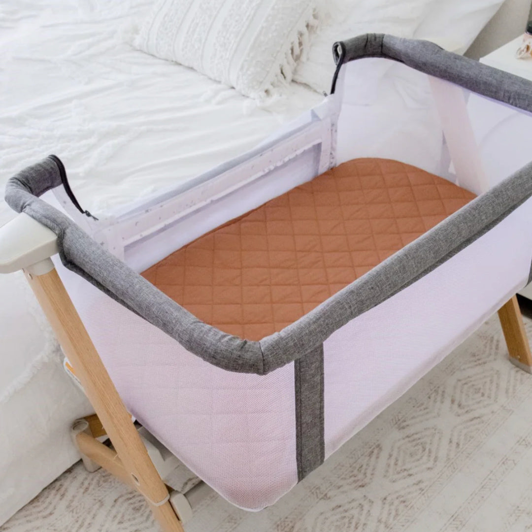 BAMBELLA DESIGNS CO-SLEEPER FITTED WATERPROOF SHEET | CHESTNUT