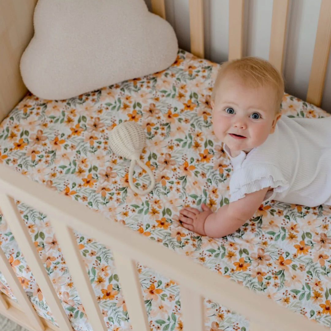 BAMBELLA DESIGNS WATERPROOF COT SHEET  | BLOOM