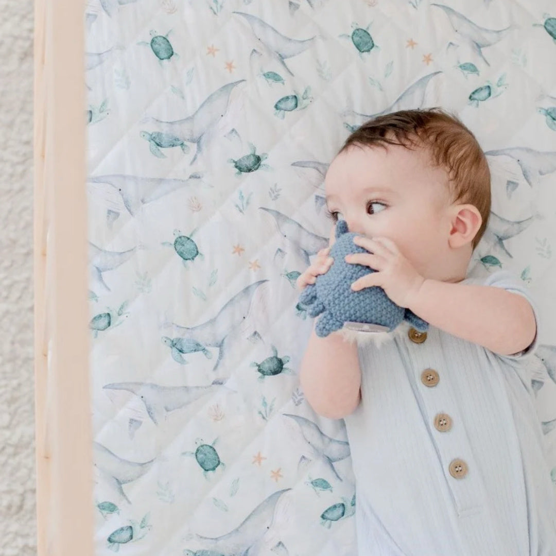 BAMBELLA DESIGNS WATERPROOF COT SHEET  | TURTLE BAY