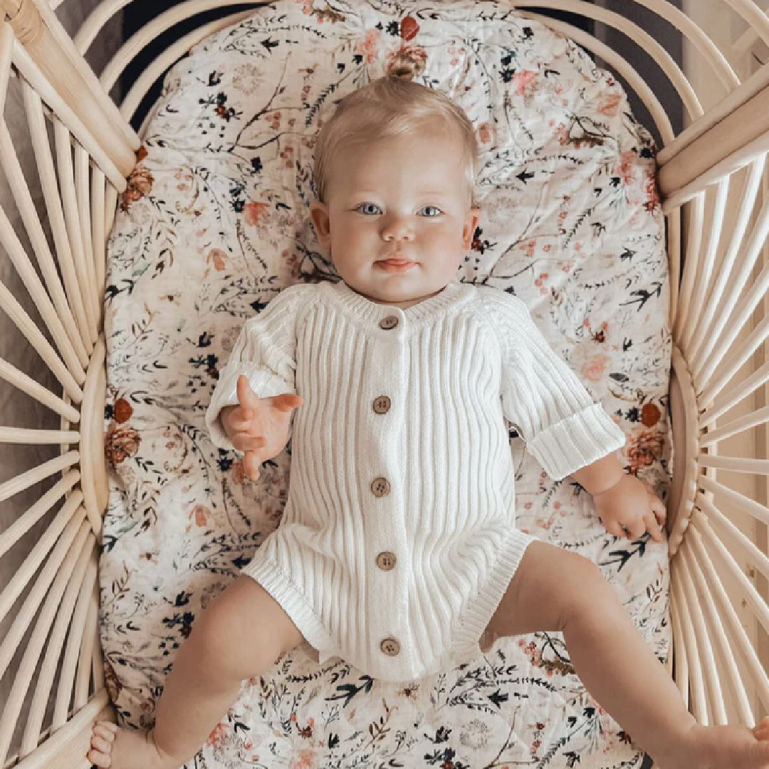 BAMBELLA DESIGNS WATERPROOF FITTED BASSINET SHEET/ CHANGE MAT COVER - WILDFLOWER