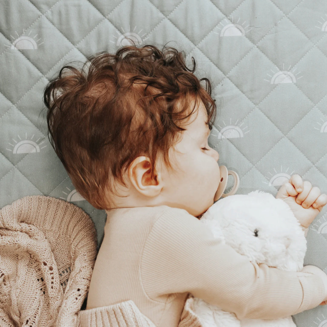 BAMBELLA DESIGNS WATERPROOF FITTED BASSINET SHEET/ CHANGE MAT COVER - SAGE SUNSHINE