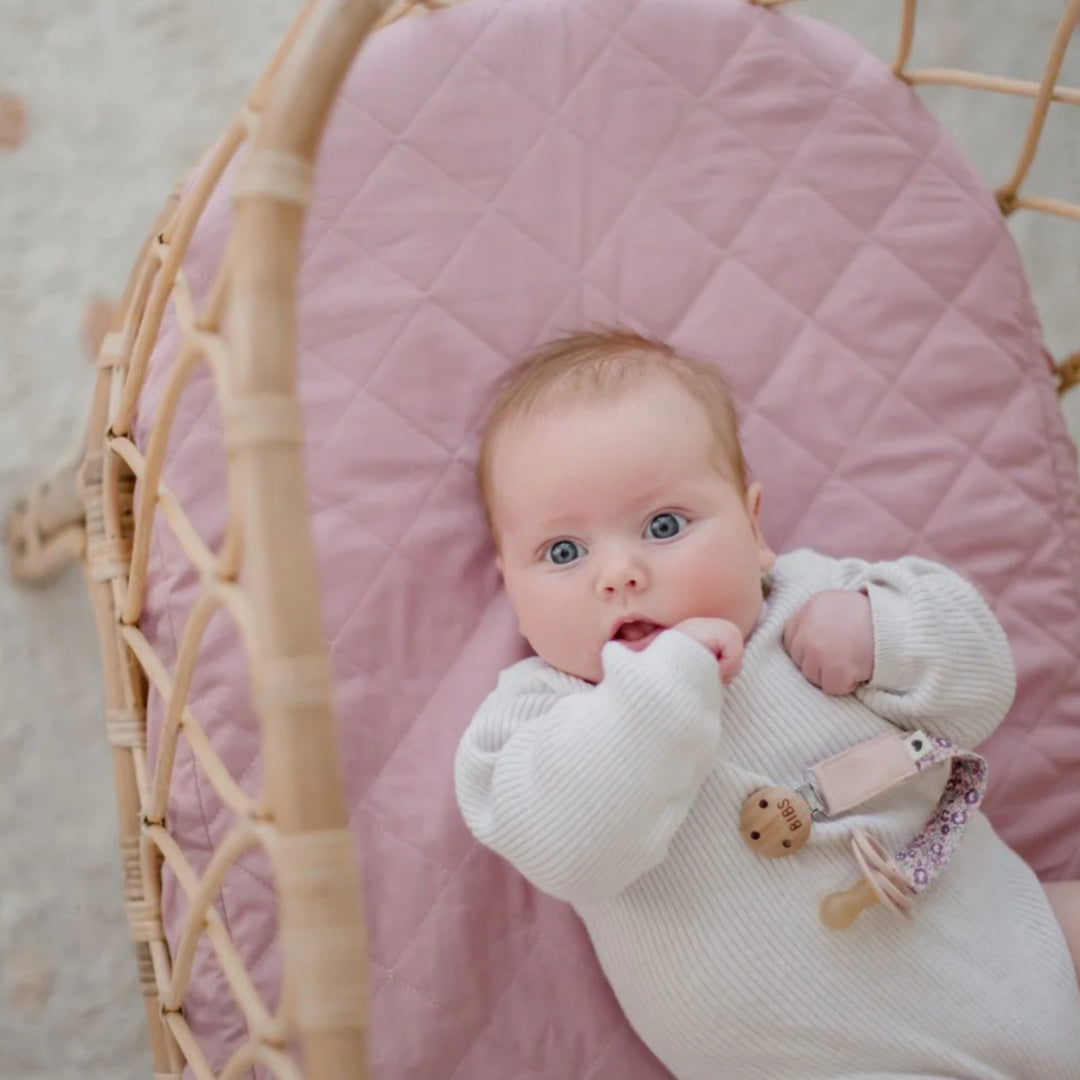 BAMBELLA DESIGNS WATERPROOF FITTED BASSINET SHEET/ CHANGE MAT COVER - DUSTY MAUVE