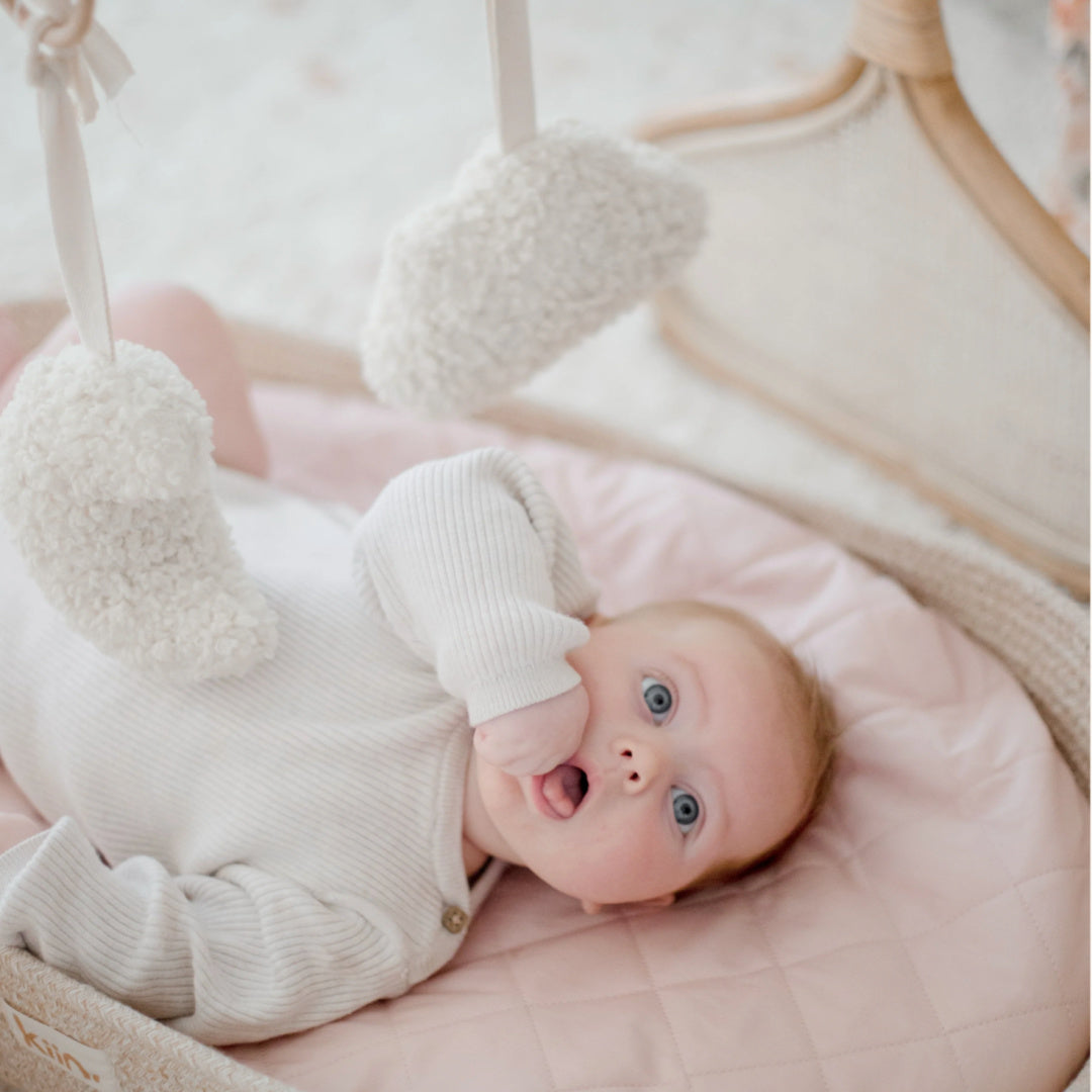 BAMBELLA DESIGNS WATERPROOF FITTED BASSINET SHEET/ CHANGE MAT COVER - LULLABY PINK