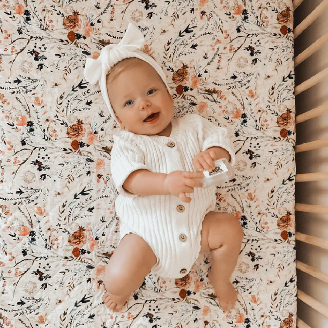 BAMBELLA DESIGNS WATERPROOF COT SHEET  | WILDFLOWERS