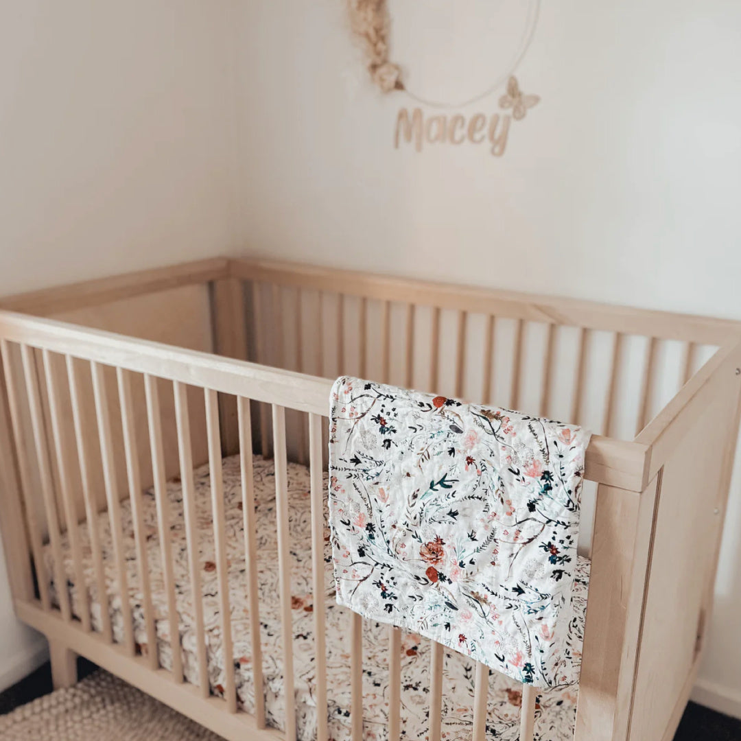 BAMBELLA DESIGNS WATERPROOF COT SHEET  | WILDFLOWERS