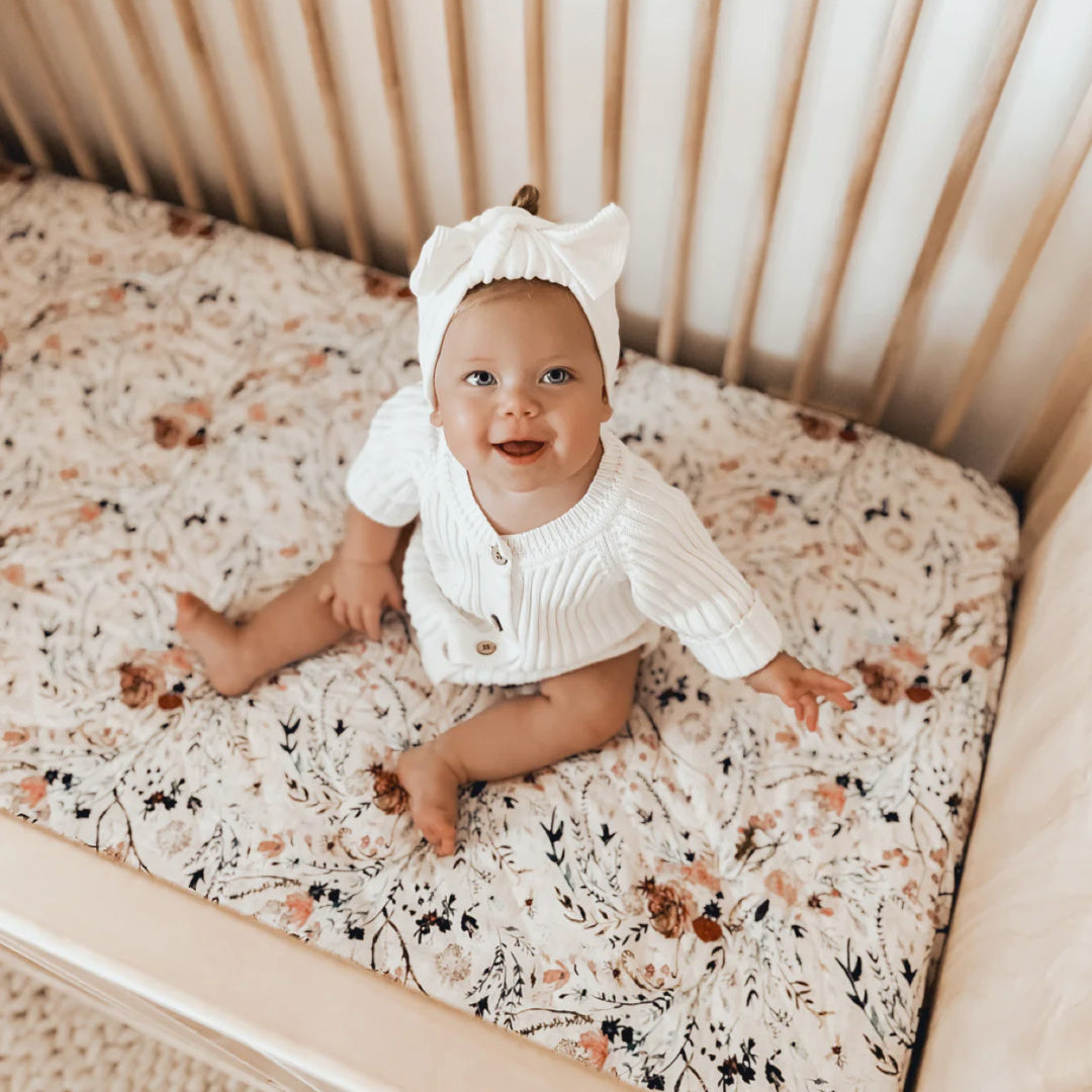 BAMBELLA DESIGNS WATERPROOF COT SHEET  | WILDFLOWERS