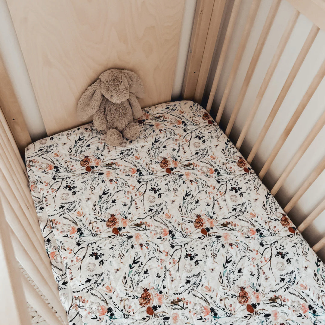 BAMBELLA DESIGNS WATERPROOF COT SHEET  | WILDFLOWERS