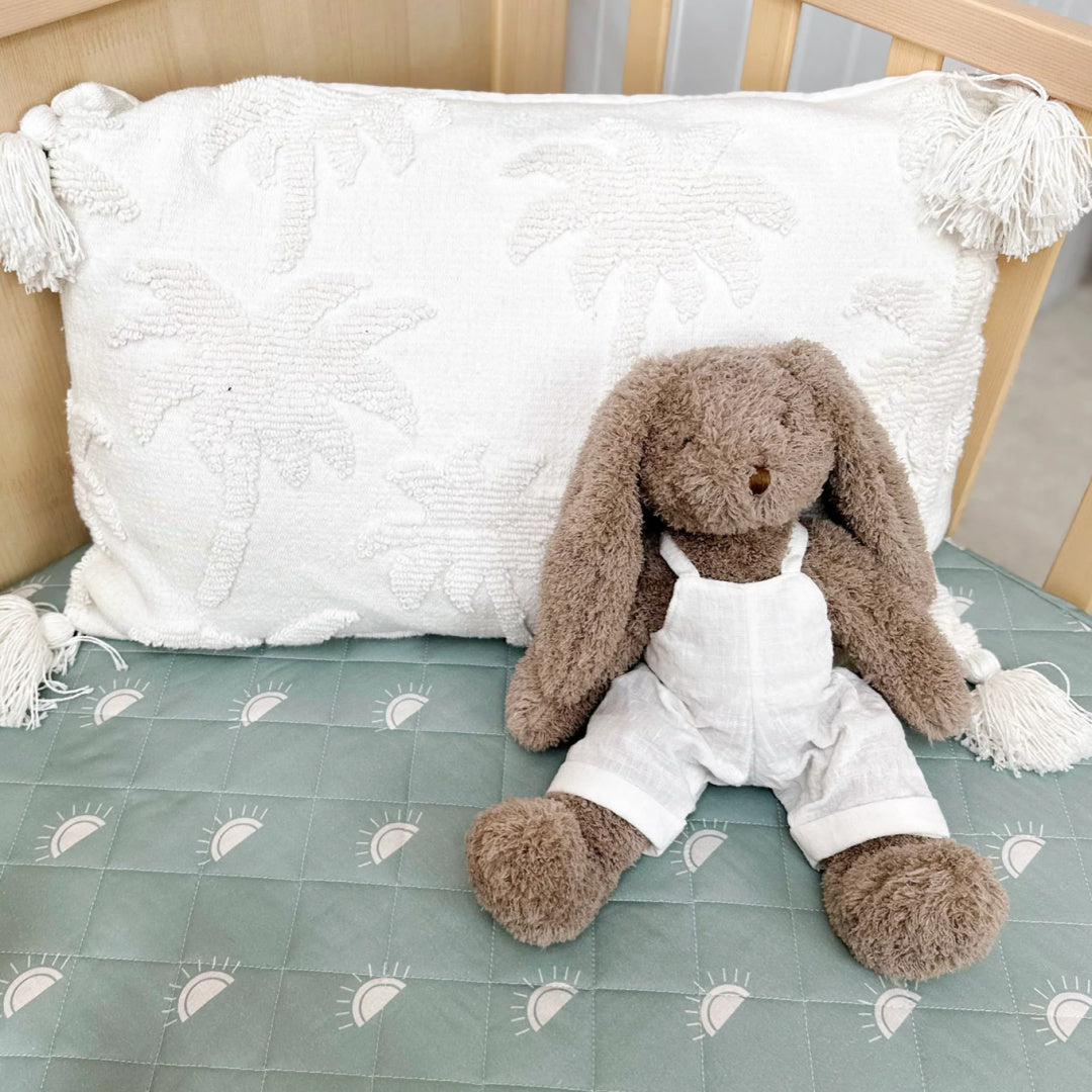 BAMBELLA DESIGNS WATERPROOF COT SHEET  | SAGE SUNSHINE