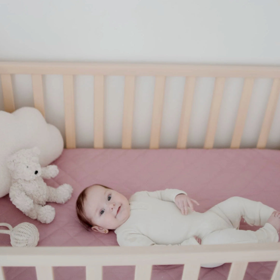 BAMBELLA DESIGNS WATERPROOF COT SHEET  | DUSTY MAUVE