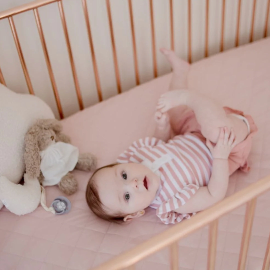 BAMBELLA DESIGNS WATERPROOF COT SHEET  | LULLABY PINK