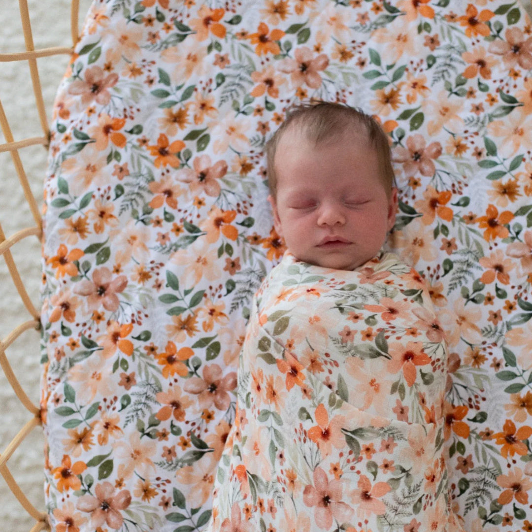 BAMBELLA DESIGNS BAMBOO COTTON MUSLIN SWADDLE WRAP - BLOOM
