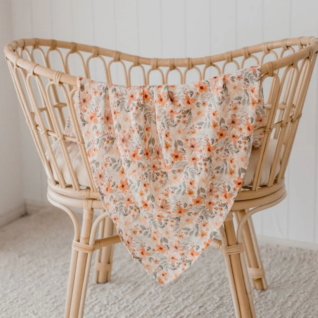 BAMBELLA DESIGNS BAMBOO COTTON MUSLIN SWADDLE WRAP - BLOOM