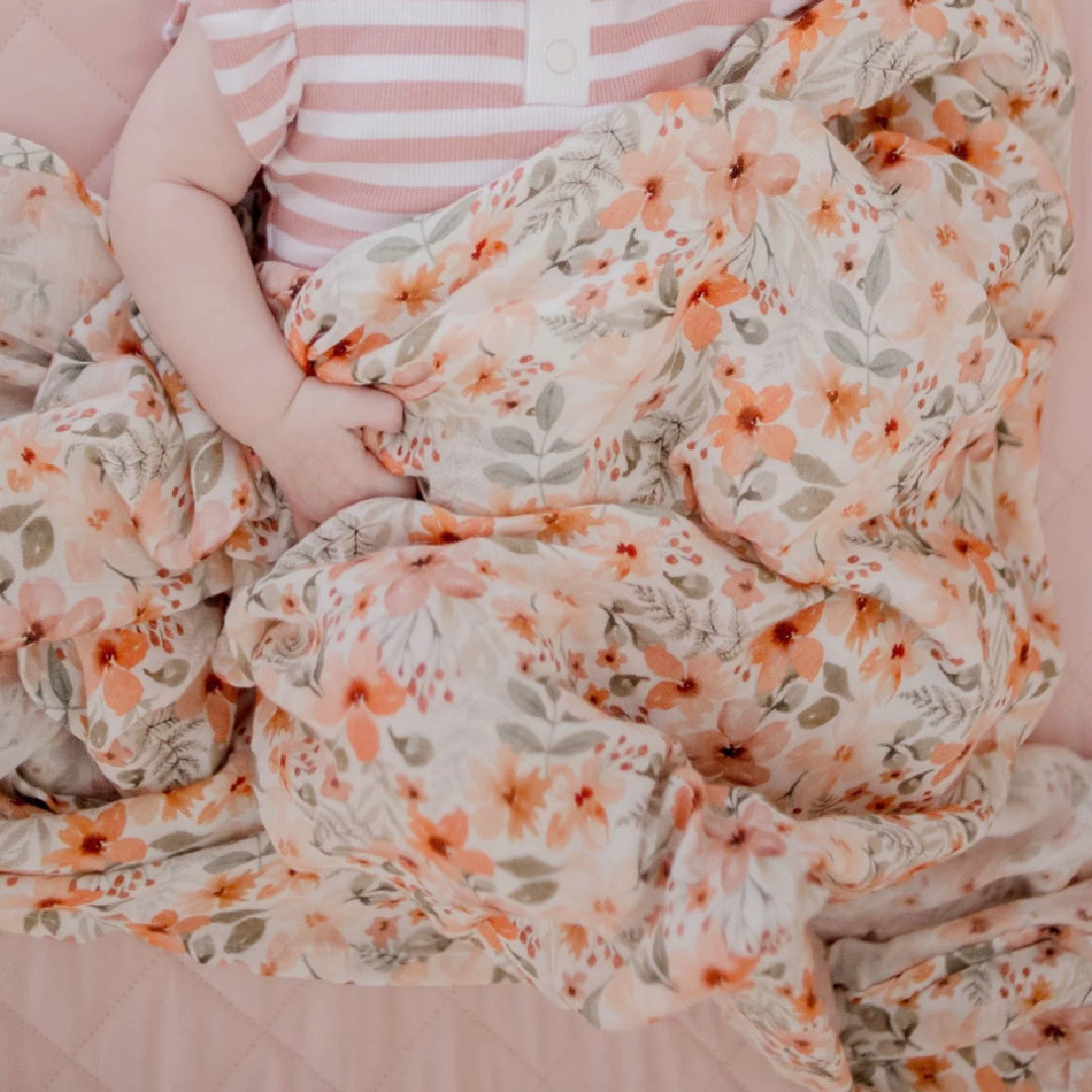 BAMBELLA DESIGNS BAMBOO COTTON MUSLIN SWADDLE WRAP - BLOOM