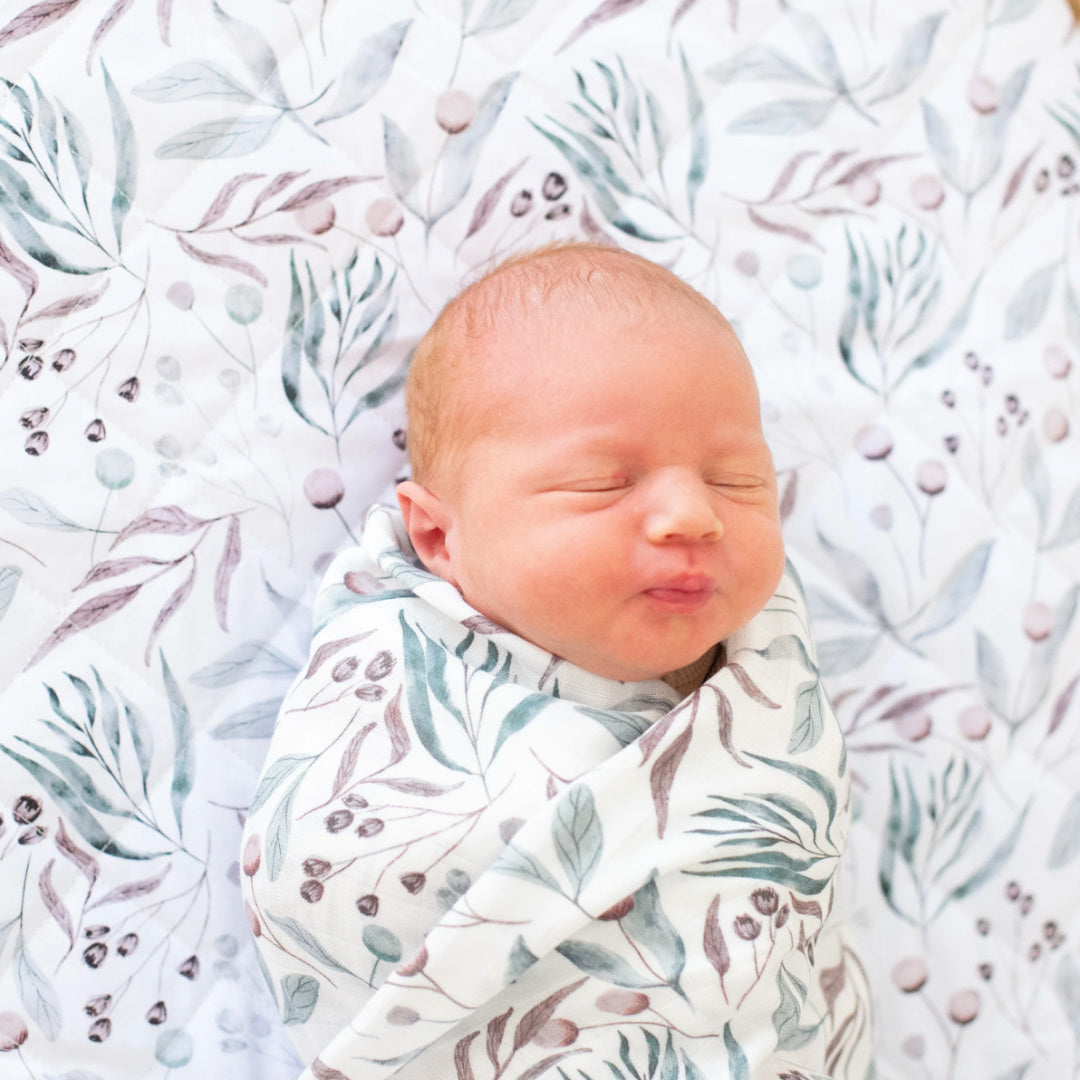 BAMBELLA DESIGNS BAMBOO COTTON MUSLIN SWADDLE WRAP - BOTANICAL