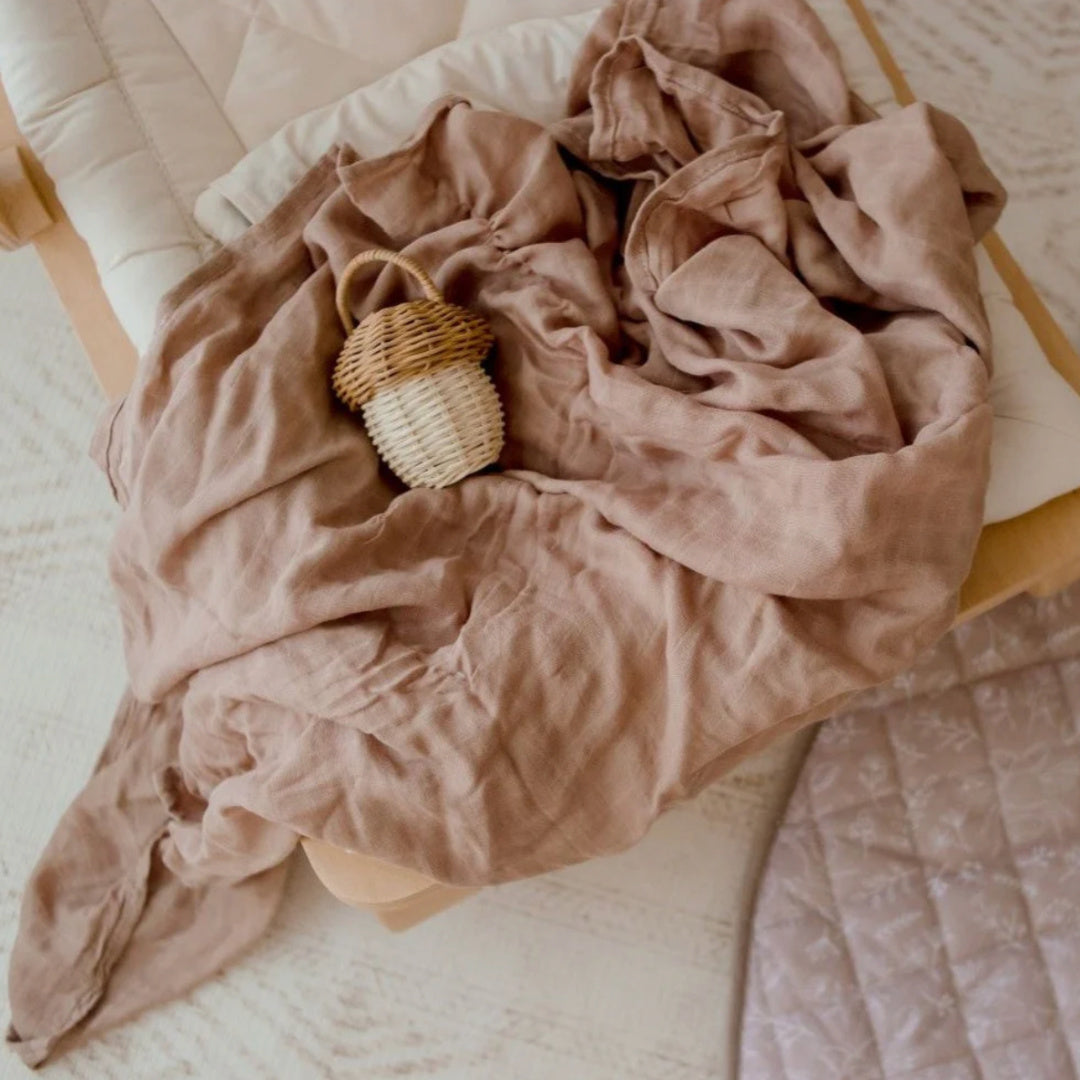 BAMBELLA DESIGNS BAMBOO COTTON MUSLIN SWADDLE WRAP - HAZELNUT