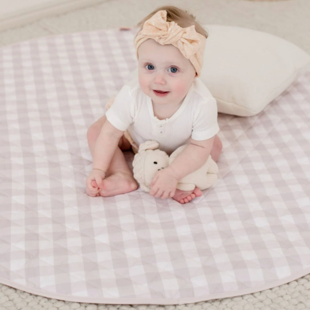 BAMBELLA DESIGNS *NEW* WATERPROOF PADDED PLAY MAT - BLUSH GINGHAM
