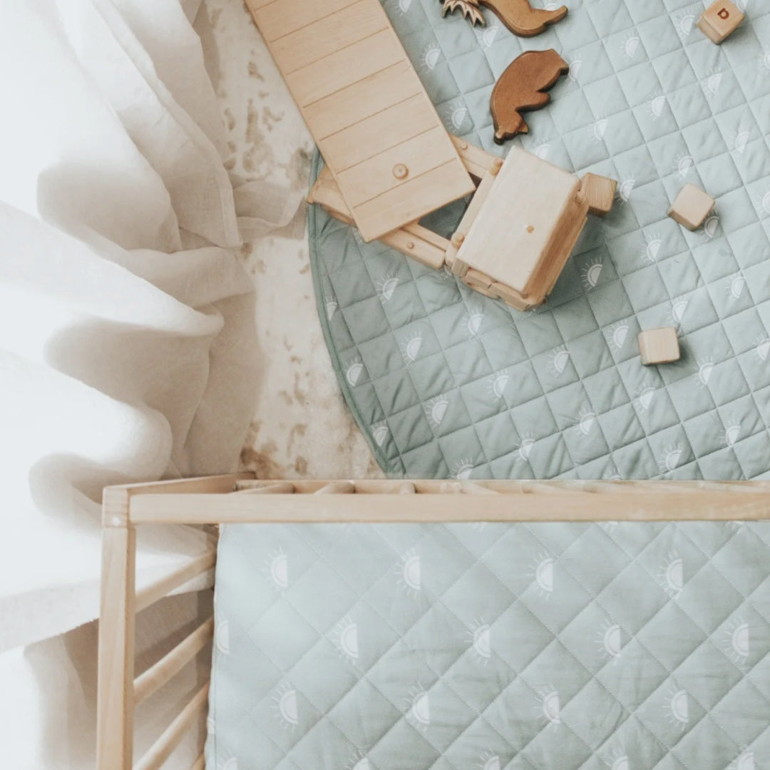 BAMBELLA DESIGNS *NEW* WATERPROOF PADDED PLAY MAT - SAGE SUNSHINE