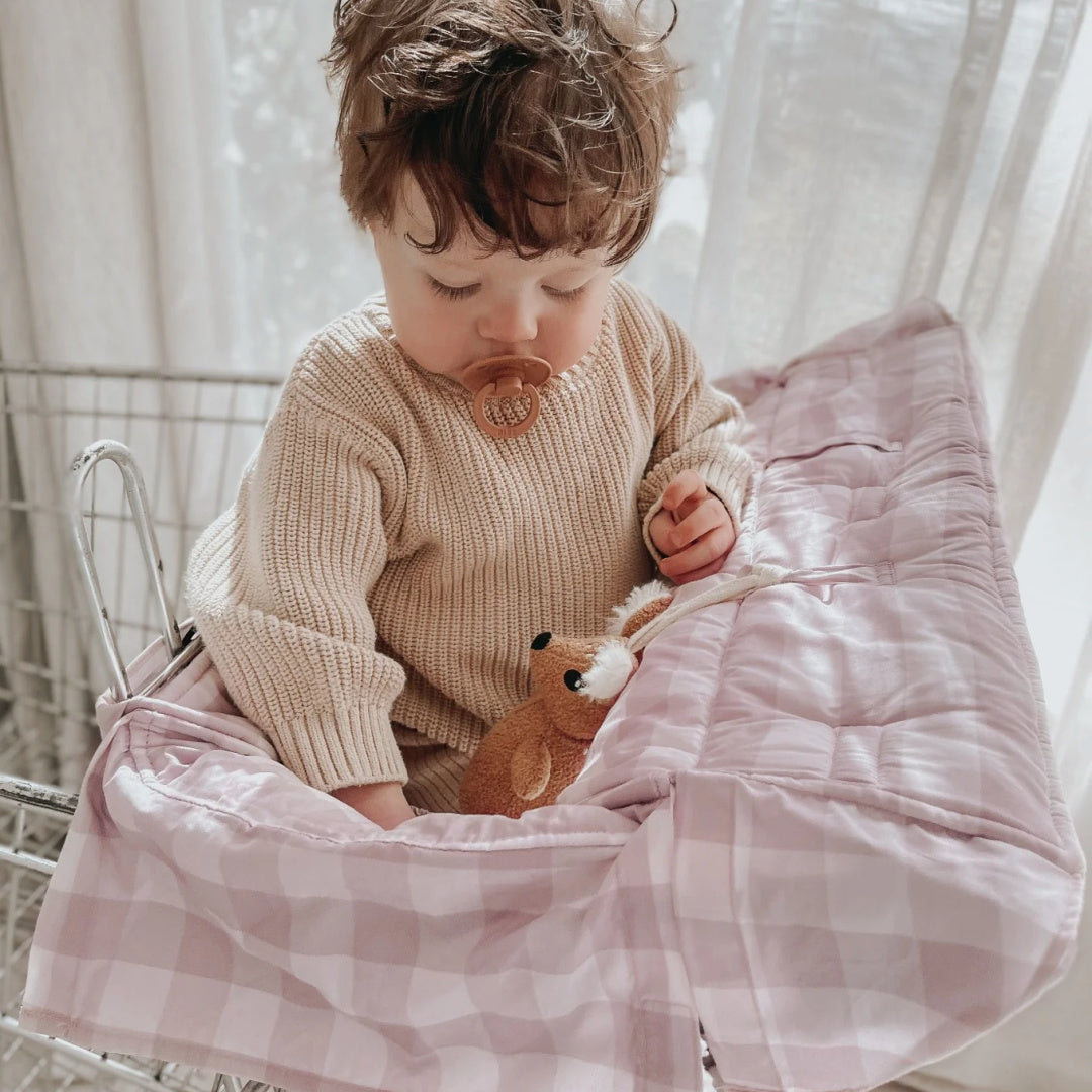 BAMBELLA DESIGNS UNIVERSAL PADDED TROLLEY LINER - BLUSH GINGHAM