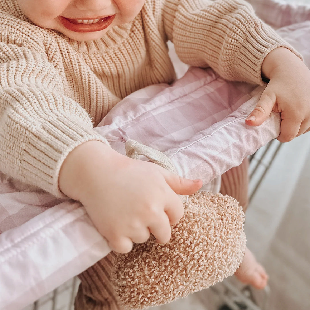 BAMBELLA DESIGNS UNIVERSAL PADDED TROLLEY LINER - BLUSH GINGHAM