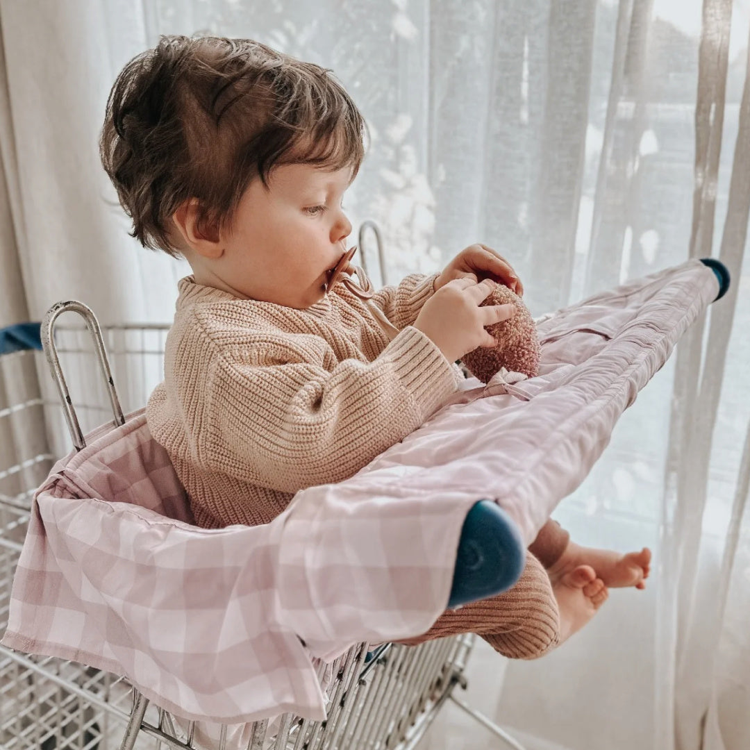 BAMBELLA DESIGNS UNIVERSAL PADDED TROLLEY LINER - BLUSH GINGHAM