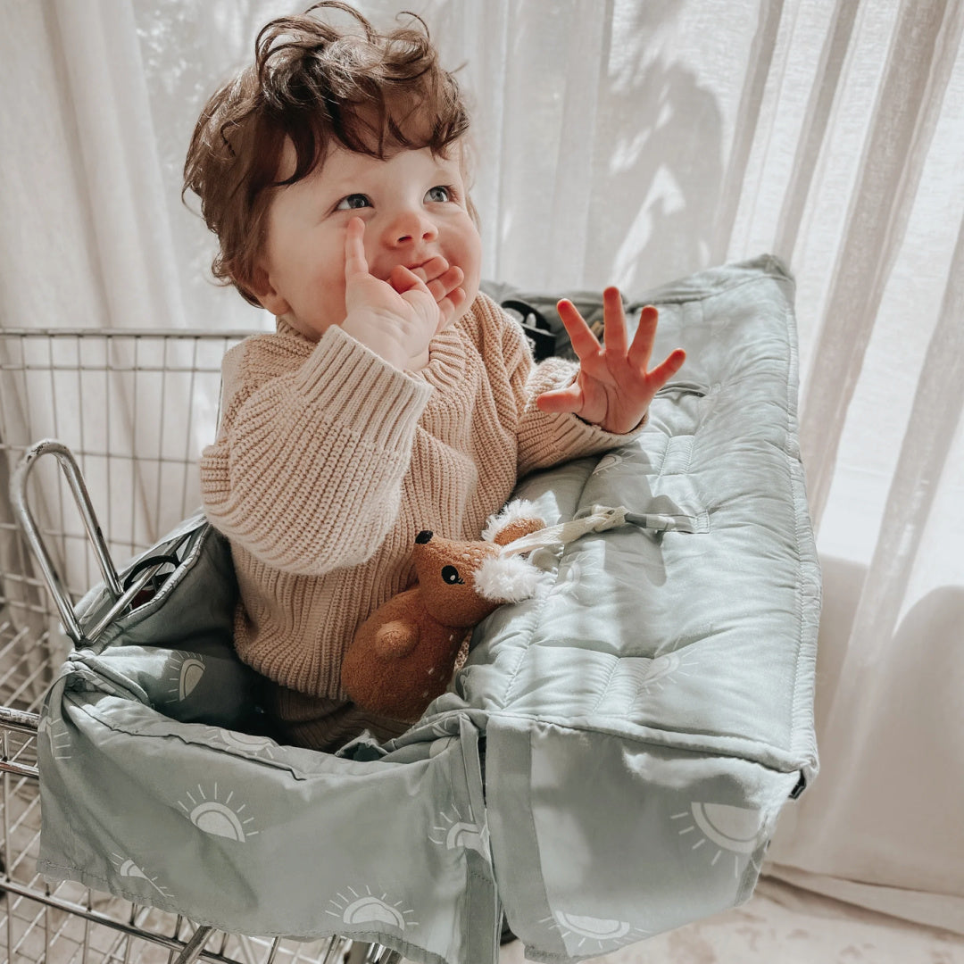 BAMBELLA DESIGNS UNIVERSAL PADDED TROLLEY LINER - SAGE SUNSHINE