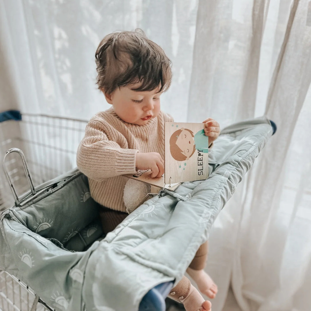 BAMBELLA DESIGNS UNIVERSAL PADDED TROLLEY LINER - SAGE SUNSHINE