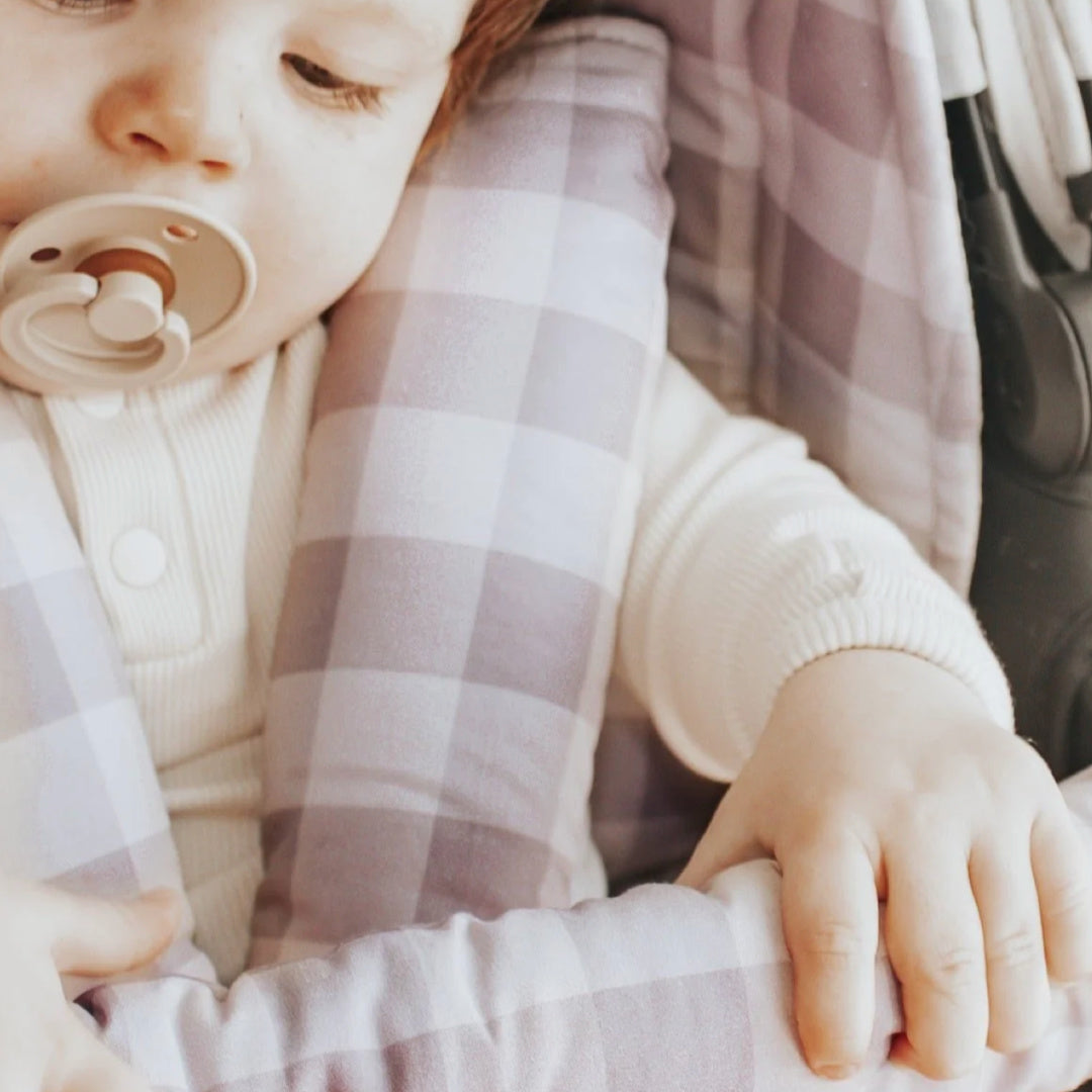 BAMBELLA DESIGNS PRAM HARNESS COVER - FAWN GINGHAM