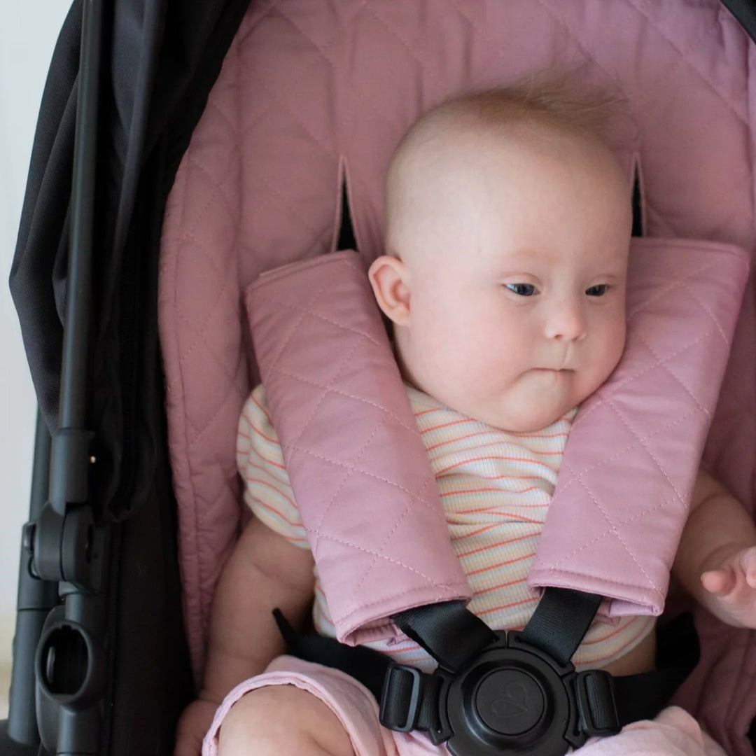 BAMBELLA DESIGNS PRAM HARNESS COVER - DUSTY MAUVE | QUILTED