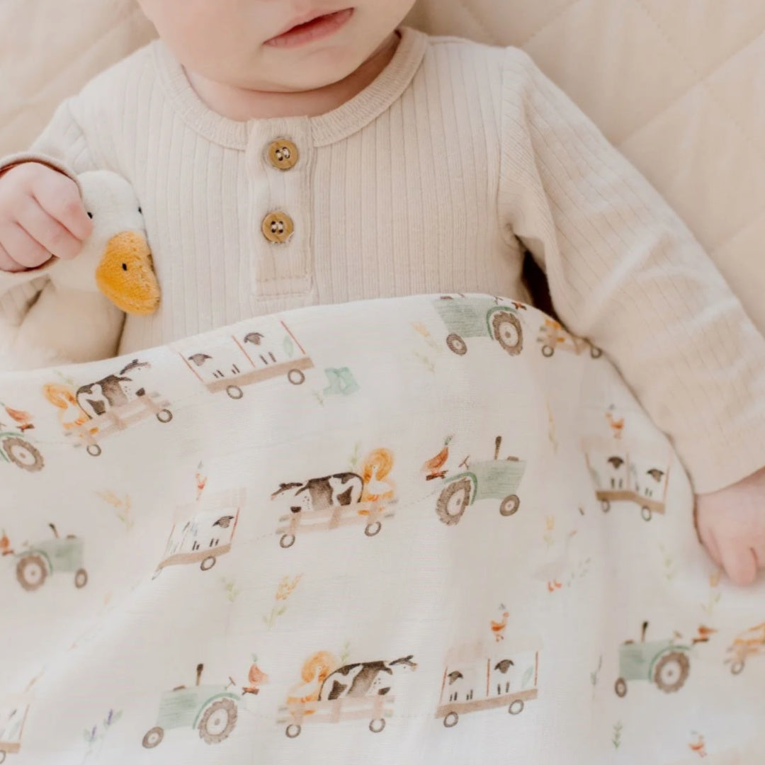 BAMBELLA DESIGNS BAMBOO COTTON MUSLIN SWADDLE WRAP - OAKWOOD FARM
