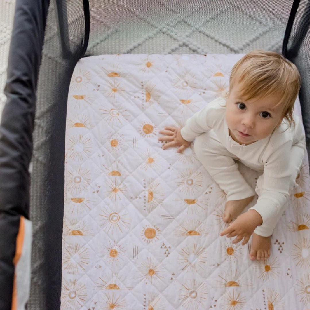 BAMBELLA DESIGNS WATERPROOF PORTACOT/TRAVEL COT FITTED SHEET - BOHEMIAN SUNSHINE