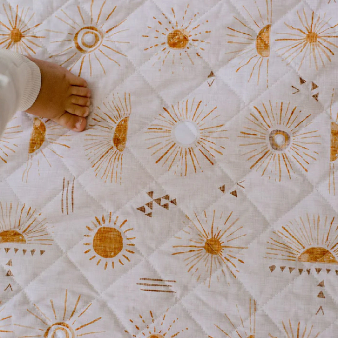 BAMBELLA DESIGNS WATERPROOF PORTACOT/TRAVEL COT FITTED SHEET - BOHEMIAN SUNSHINE