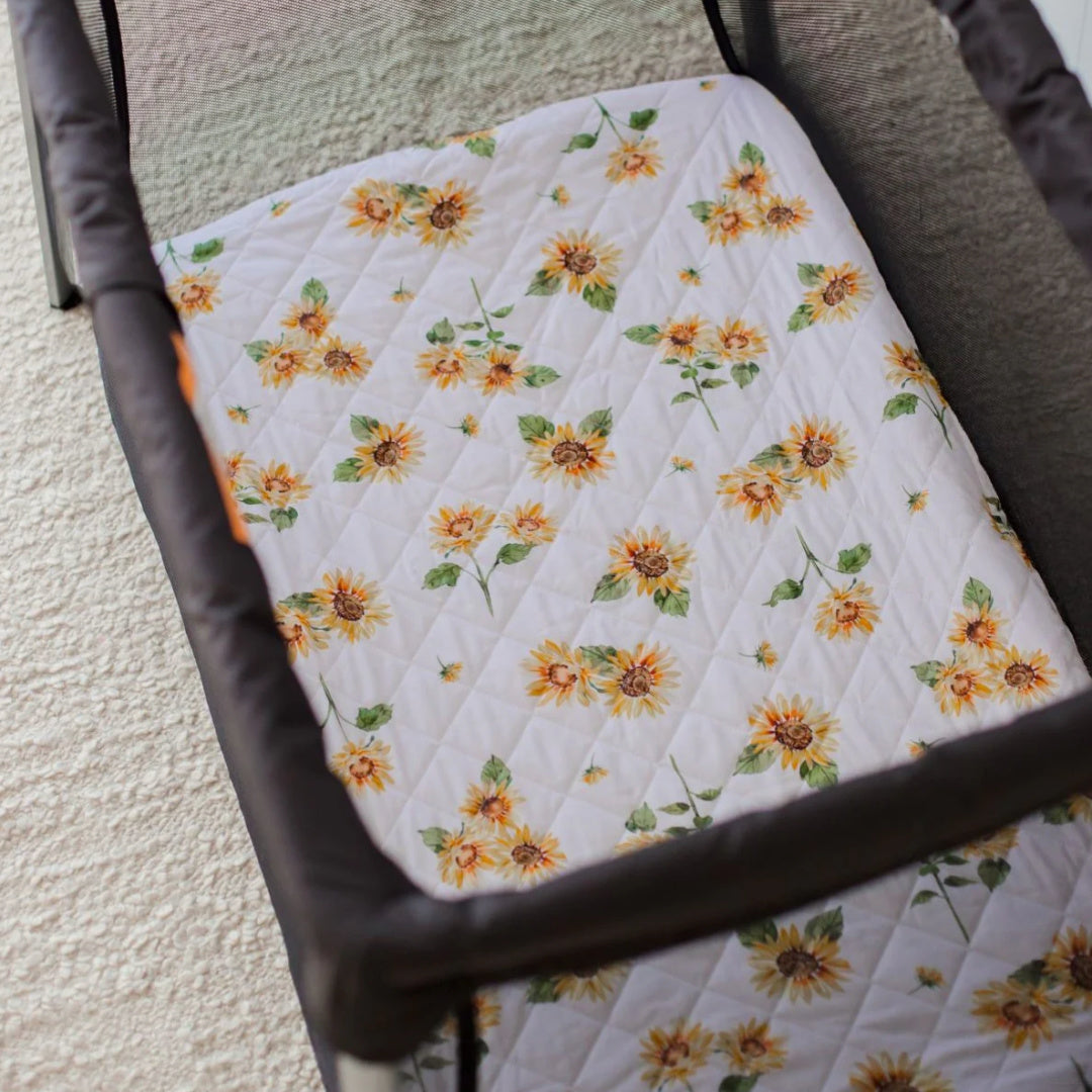 BAMBELLA DESIGNS WATERPROOF PORTACOT/TRAVEL COT FITTED SHEET - SUNNY DAYS