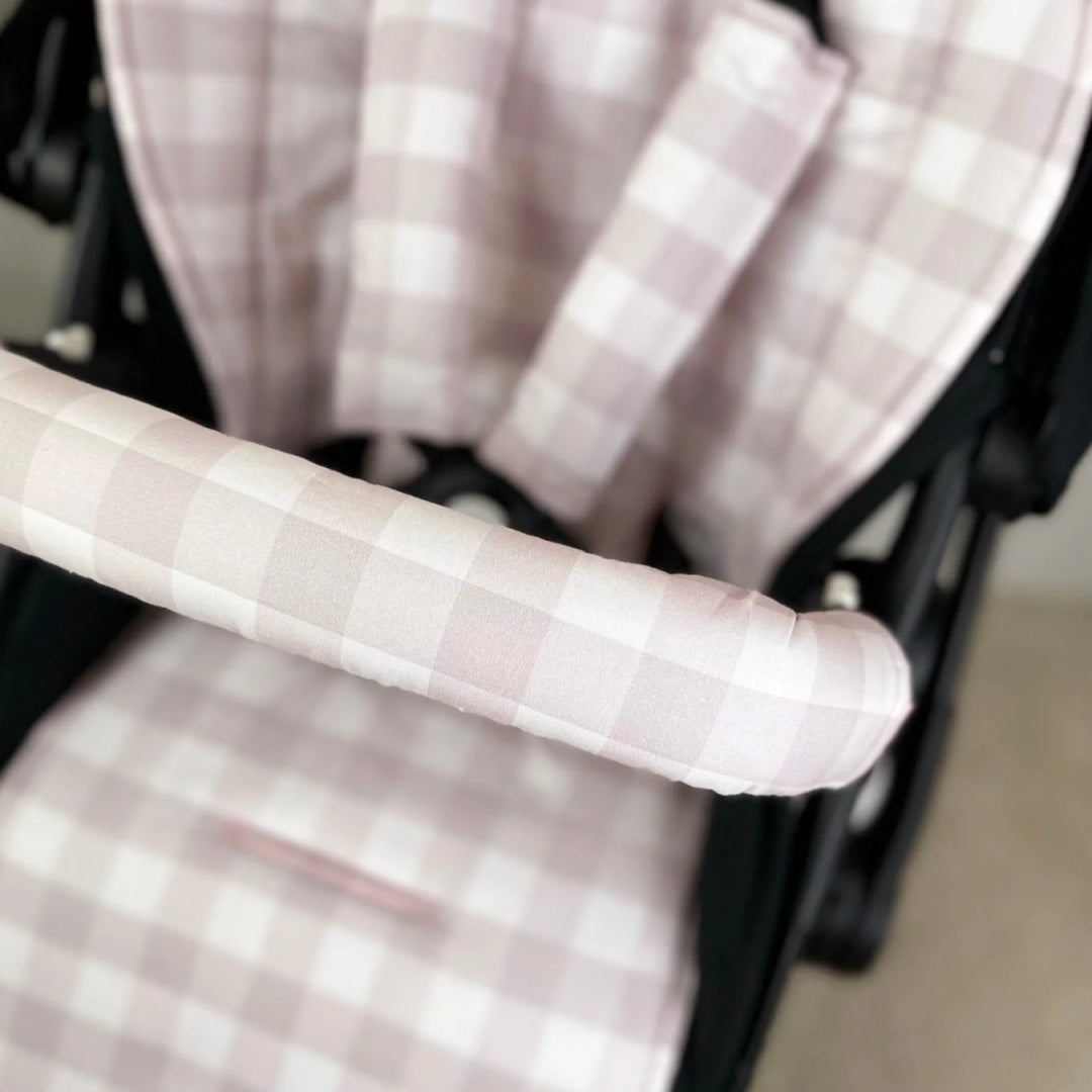 BAMBELLA DESIGNS PRAM HARNESS COVER - BLUSH GINGHAM