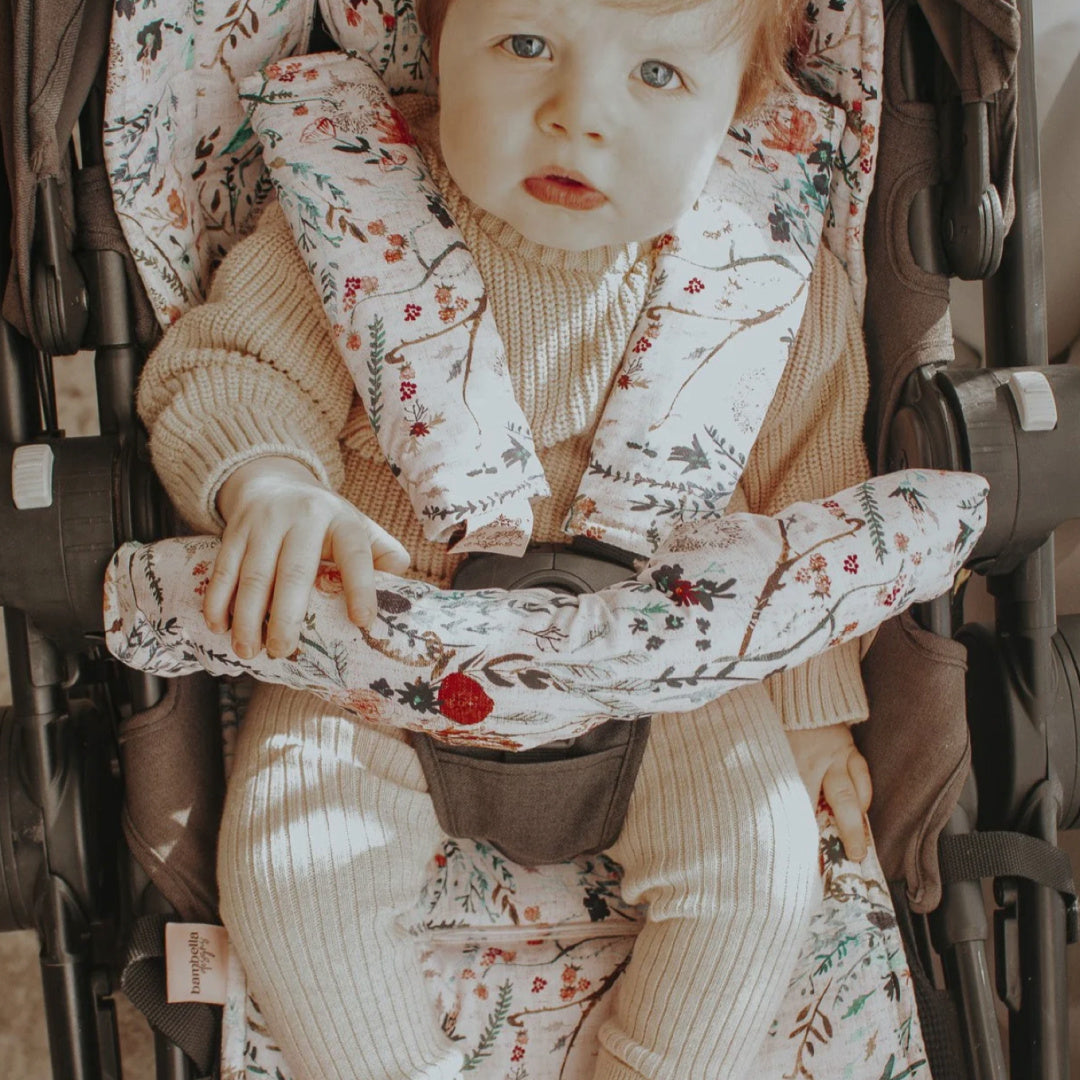 BAMBELLA DESIGNS PRAM BAR COVER - WILDFLOWER