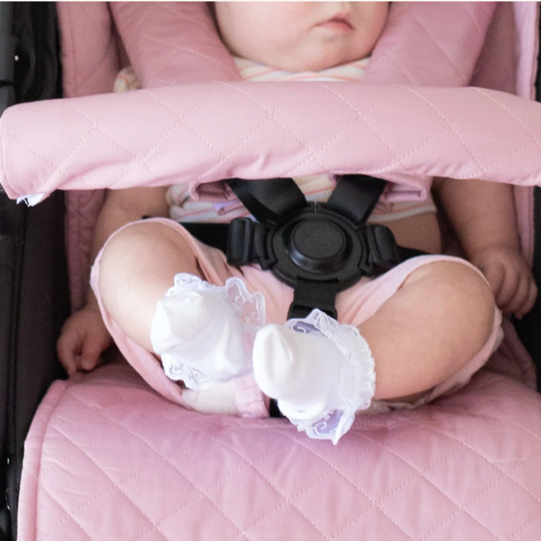 BAMBELLA DESIGNS PRAM BAR COVER - DUSTY MAUVE | QUILTED
